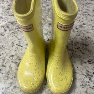 Hunter Kids Glittery Yellow Rain Boots